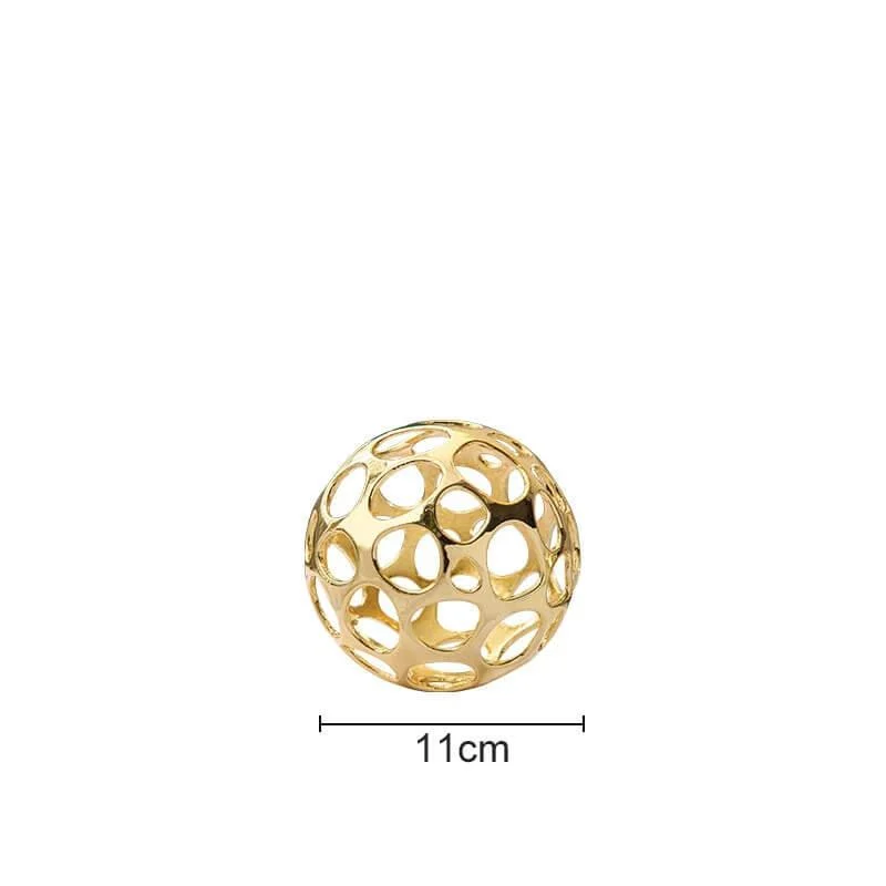Decorative Object Gold Round Sculpture Gold Sphere Metal -  - #tag1#