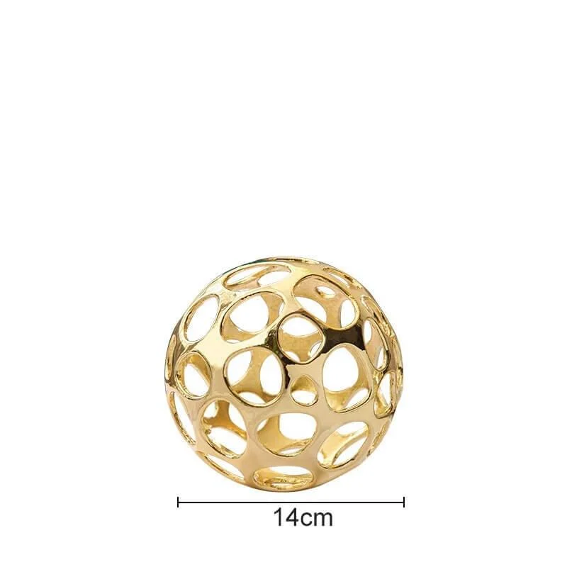 Decorative Object Gold Round Sculpture Gold Sphere Metal -  - #tag1#