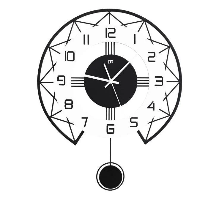 Decorative Pendulum Wall Clock for Livingroom Battery Operated -