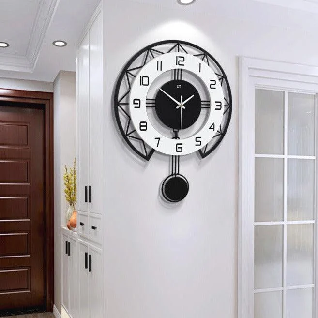 Decorative Pendulum Wall Clock for Livingroom Battery Operated -