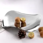 Decorative Platter Stainless Steel Fruit Bowl Silver 35 cm Large tag1
