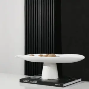 Decorative Porcelain Tray Handcrafted Fruit Bowl Table Storage White -  - #tag1#