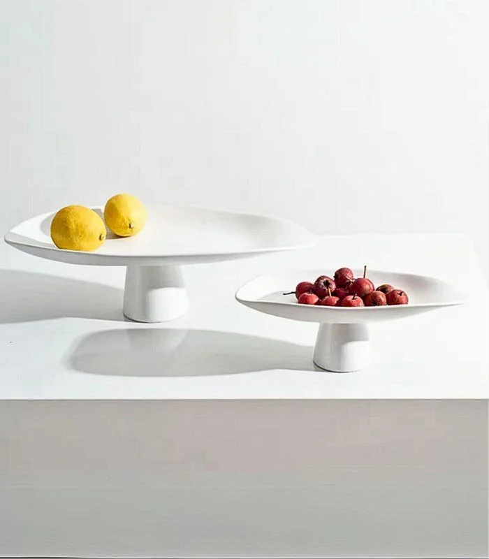 Decorative Porcelain Tray Handcrafted Fruit Bowl Table Storage White -  - #tag1#