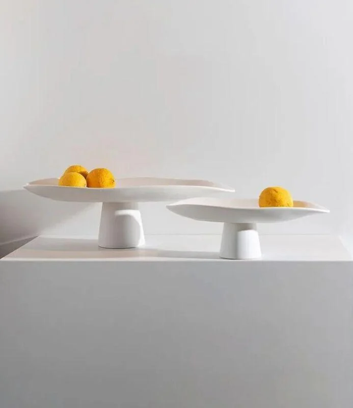 Decorative Porcelain Tray Handcrafted Fruit Bowl Table Storage White -  - #tag1#