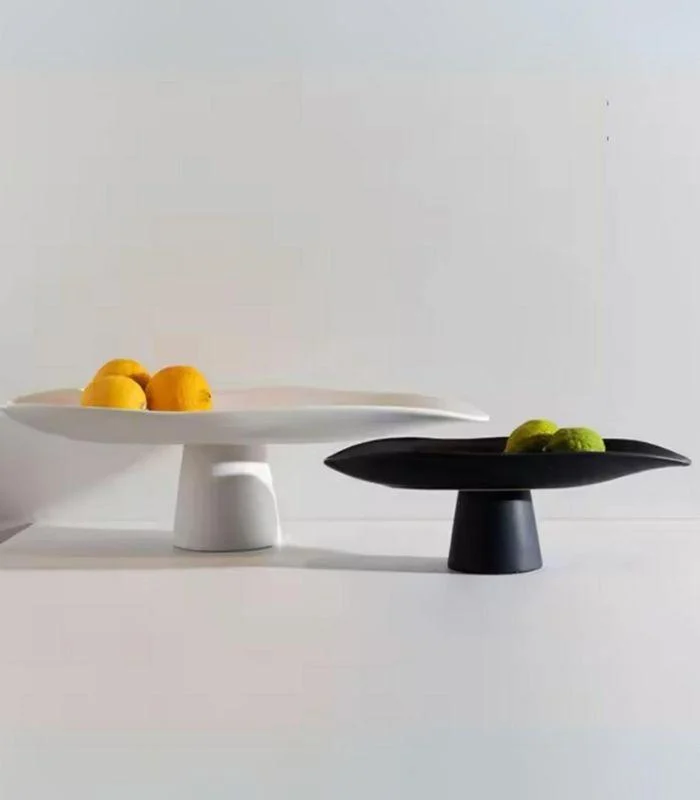 Decorative Porcelain Tray Handcrafted Fruit Bowl Table Storage White -  - #tag1#