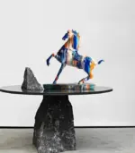 Decorative Sculpture Horse Pride Resin White 35cm tag1