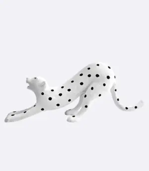 Decorative Sculpture Leopard White Resin