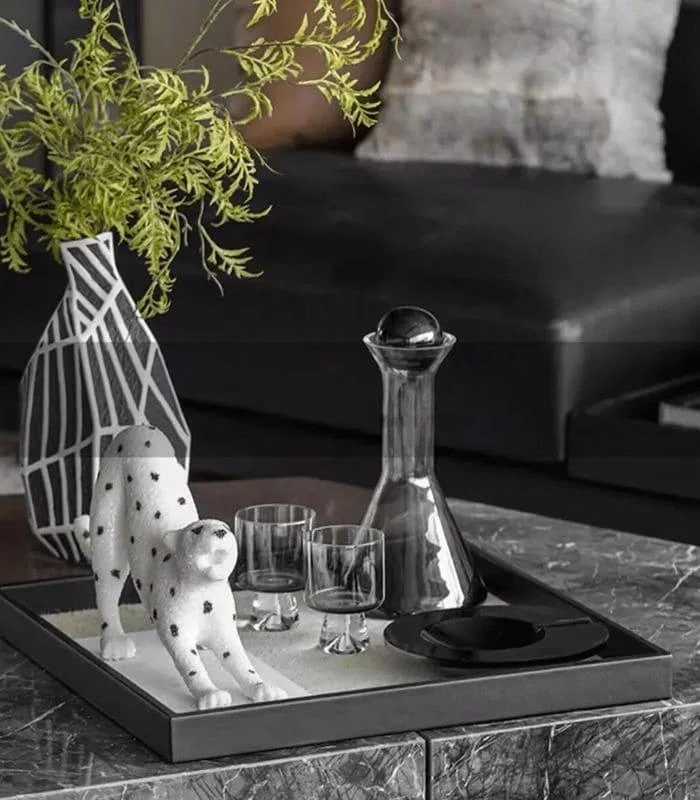 Decorative Sculpture Leopard White Resin -  - #tag1#