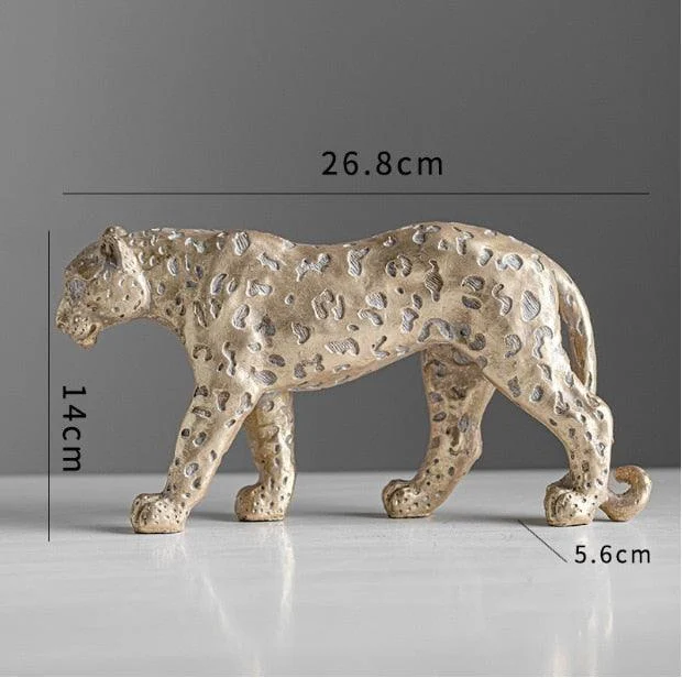 Decorative Sculpture Walking Leopard Figurine Gold Resin 26.8 cm -  - #tag1#