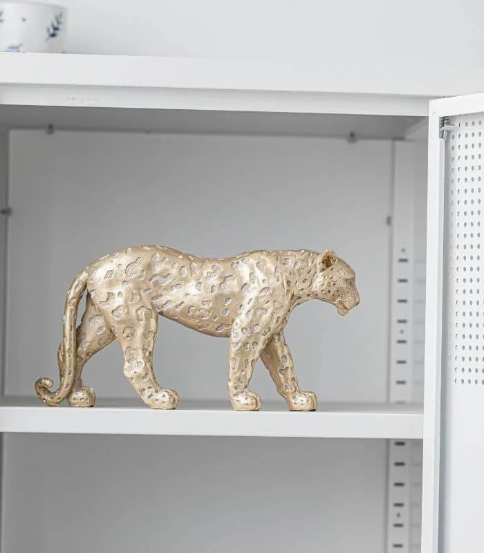 Decorative Sculpture Walking Leopard Figurine Gold Resin 26.8 cm -  - #tag1#