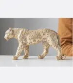 Decorative Sculpture Walking Leopard Figurine Gold Resin 26.8 cm tag1