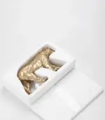 Decorative Sculpture Walking Leopard Figurine Gold Resin 26.8 cm tag1