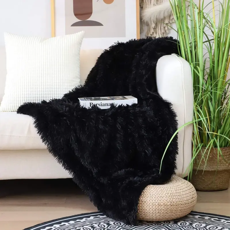 Decorative Soft Faux Fur Throw Blanket tag1