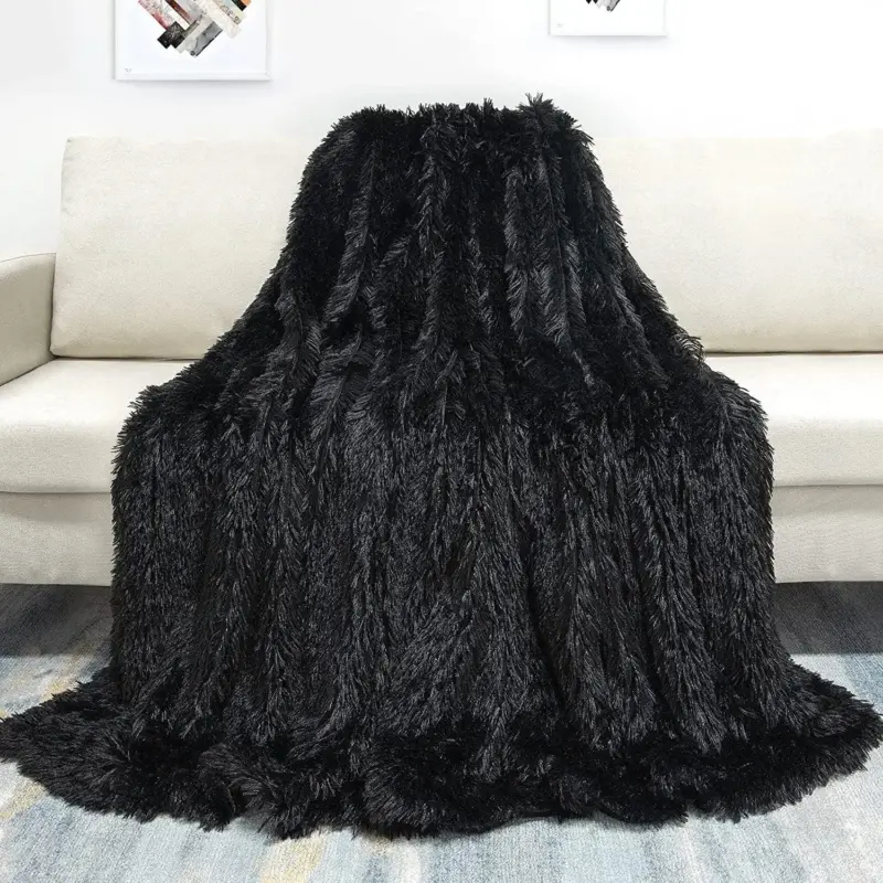 Decorative Soft Faux Fur Throw Blanket tag1