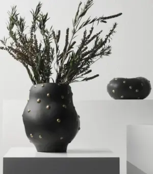 Decorative Table Vase Paola and Bowl Black & Gold