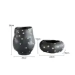 Decorative Table Vase Paola and Bowl Black Gold tag1