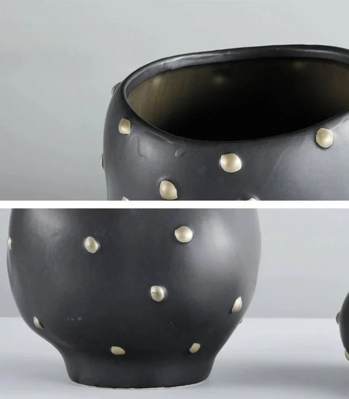 Decorative Table Vase Paola and Bowl Black & Gold -  - #tag1#