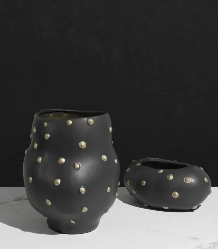 Decorative Table Vase Paola and Bowl Black & Gold -  - #tag1#