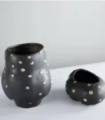 Decorative Table Vase Paola and Bowl Black Gold tag1