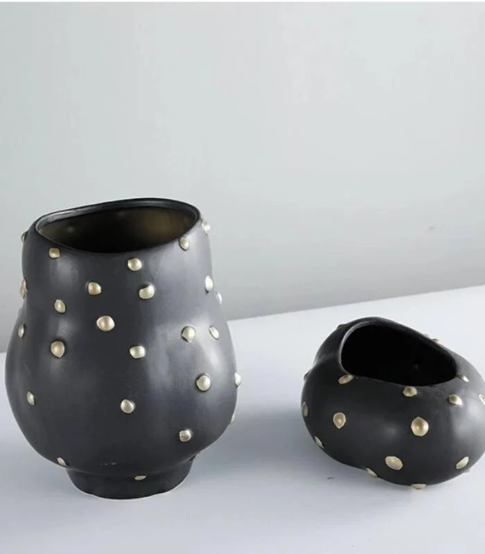 Decorative Table Vase Paola and Bowl Black & Gold -  - #tag1#