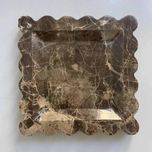 Decorative Tray Beige Stone Travertine Square 20 cm -  - #tag1#