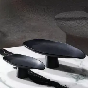 Decorative Tray Handcrafted Fruit Bowl Table Storage Black Porcelain -  - #tag1#