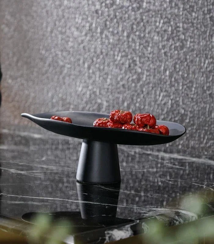 Decorative Tray Handcrafted Fruit Bowl Table Storage Black Porcelain -  - #tag1#