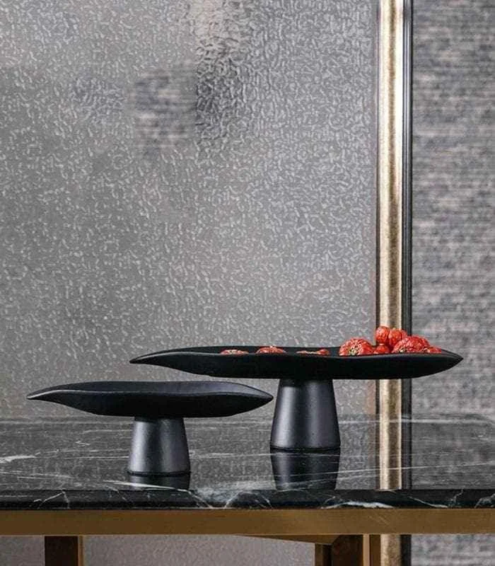 Decorative Tray Handcrafted Fruit Bowl Table Storage Black Porcelain -  - #tag1#