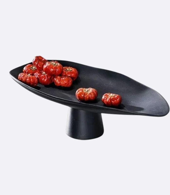 Decorative Tray Handcrafted Fruit Bowl Table Storage Black Porcelain -  - #tag1#