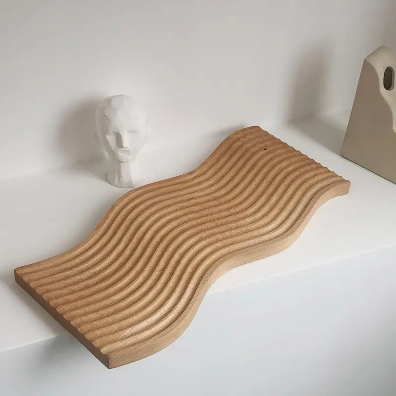 Decorative Wavy Arch Wood Storage Tray tag1