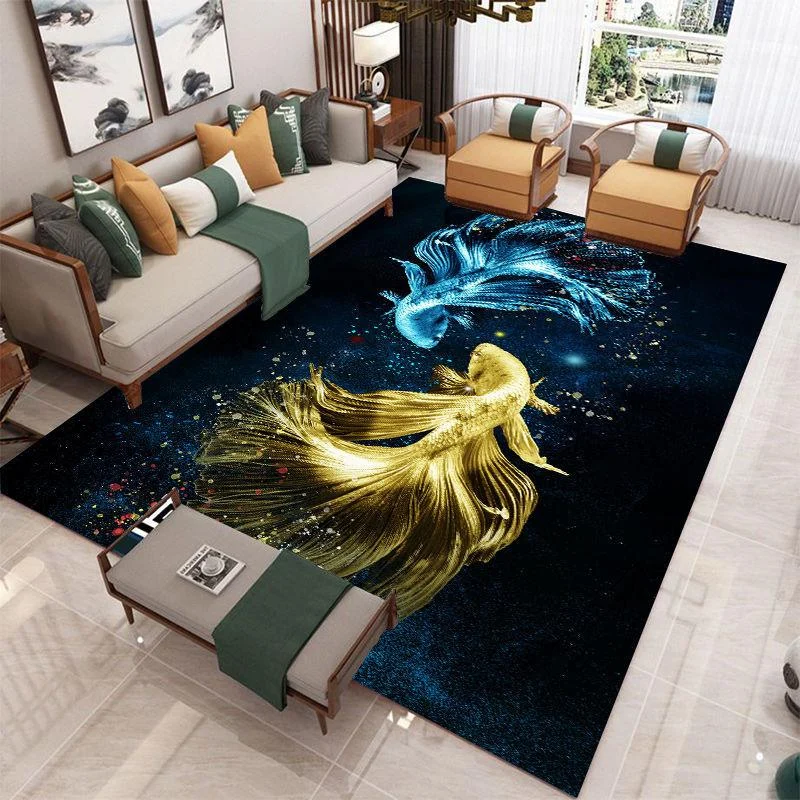 Deer Butterfly Gold European Carpet Living Room Rugs Decor -