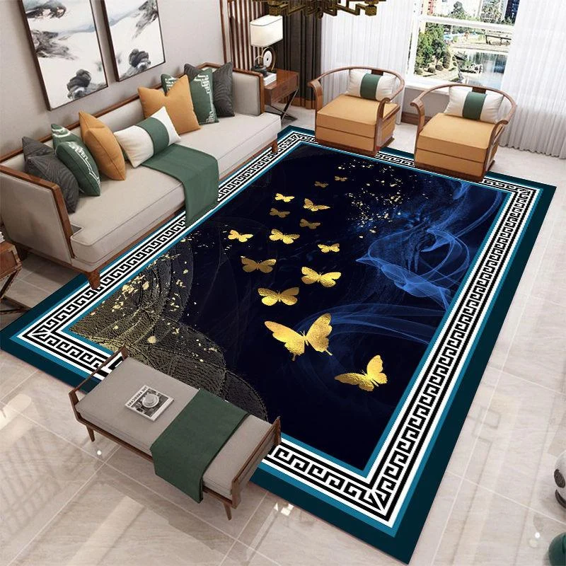 Deer Butterfly Gold European Carpet Living Room Rugs Decor -