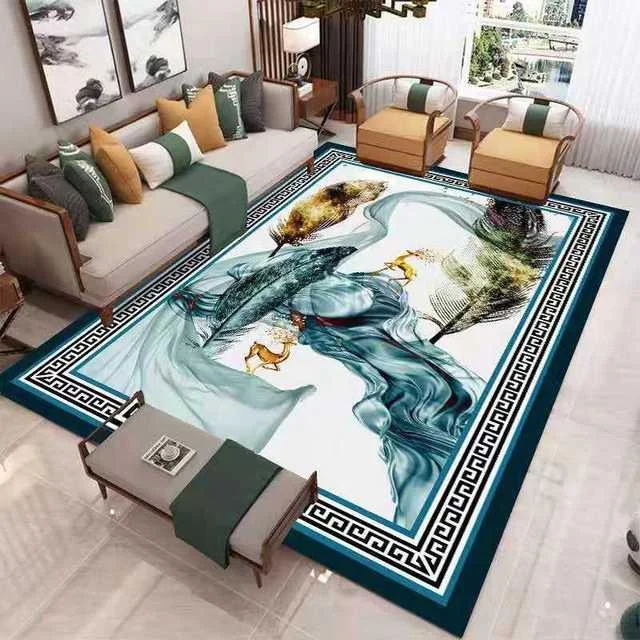 Deer Butterfly Gold European Carpet Living Room Rugs Decor -