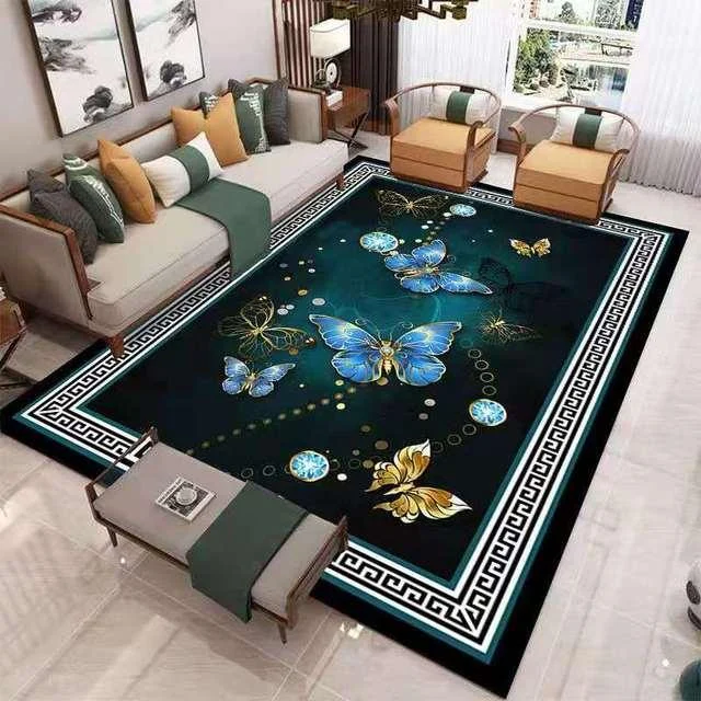 Deer Butterfly Gold European Carpet Living Room Rugs Decor -