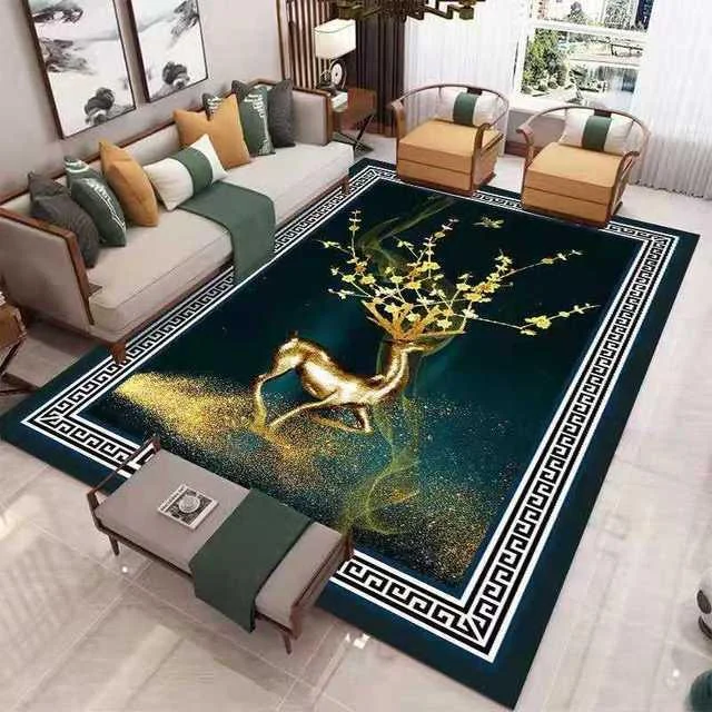Deer Butterfly Gold European Carpet Living Room Rugs Decor -