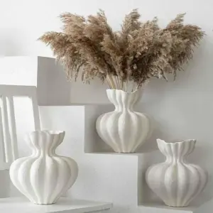 Delmara Tabletop Vase Large Textured White Ceramic -  - #tag1#