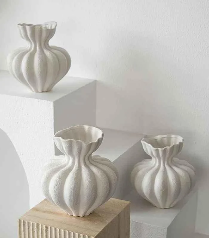 Delmara Tabletop Vase Large Textured White Ceramic -  - #tag1#