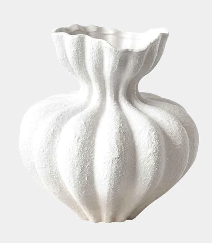 Delmara Tabletop Vase Large Textured White Ceramic -  - #tag1#