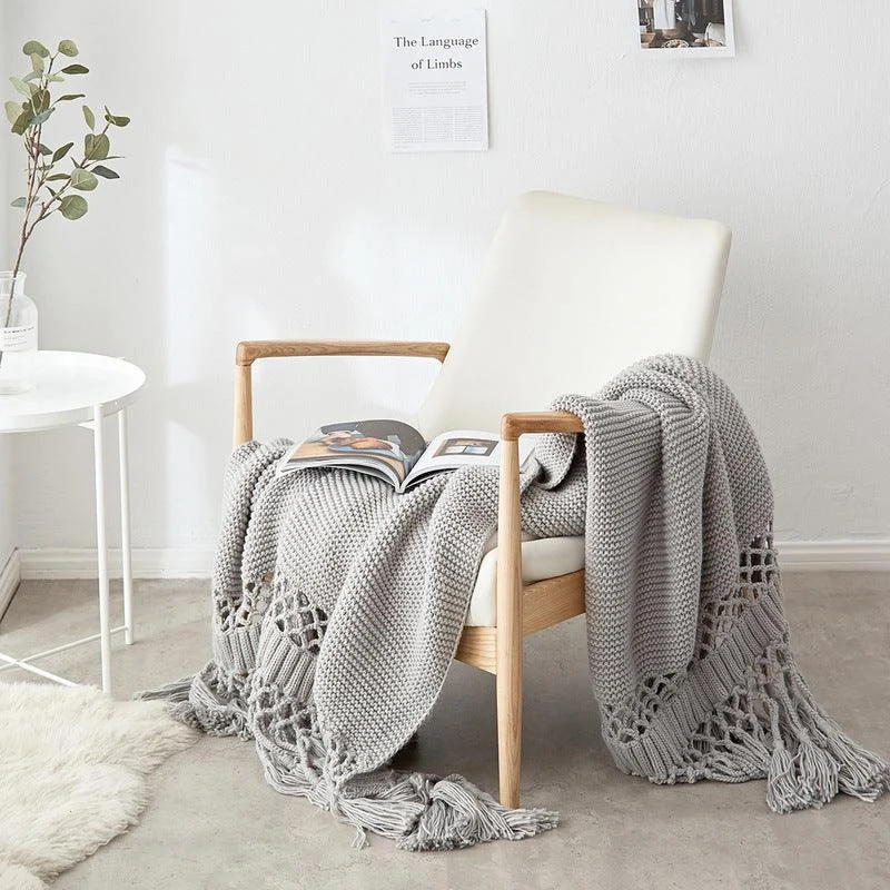 Deluxe Knitted Tassel Throw Blanket -  - #tag1#
