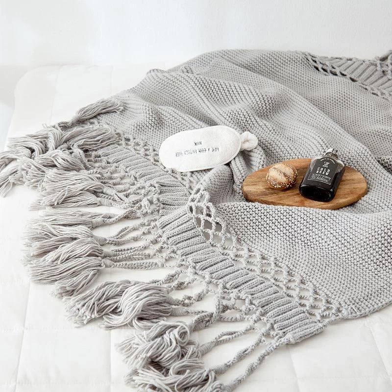 Deluxe Knitted Tassel Throw Blanket -  - #tag1#
