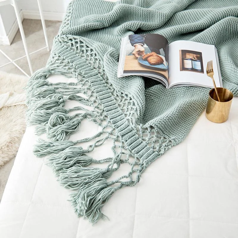 Deluxe Knitted Tassel Throw Blanket -  - #tag1#