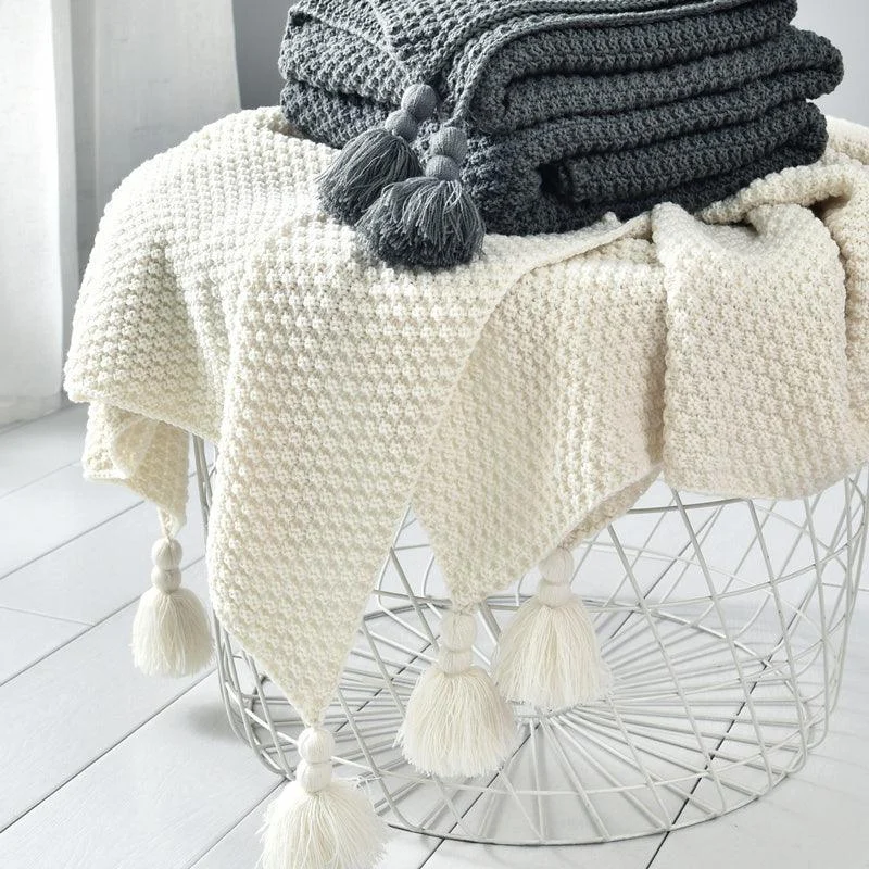 Deluxe Knitted Tassel Throw Blanket -  - #tag1#