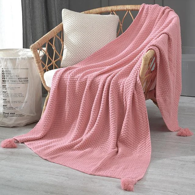 Deluxe Knitted Tassel Throw Blanket -  - #tag1#