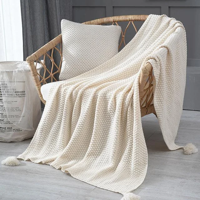 Deluxe Knitted Tassel Throw Blanket -  - #tag1#