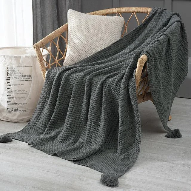 Deluxe Knitted Tassel Throw Blanket -  - #tag1#