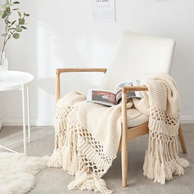 Deluxe Knitted Tassel Throw Blanket -  - #tag1#