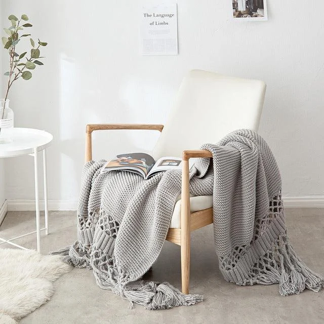 Deluxe Knitted Tassel Throw Blanket -  - #tag1#