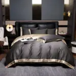 Deluxe Satin Cotton Embroidered Bedding Set 4 Piece LB7 tag1