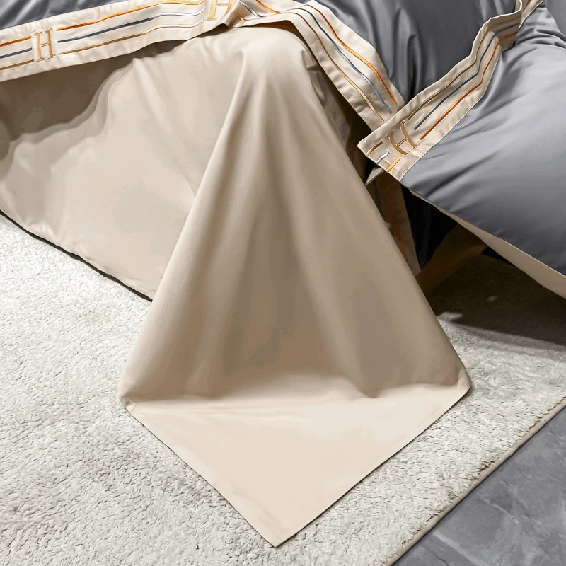 Deluxe Satin Cotton Embroidered Bedding Set - 4 Piece - LB7 -  - #tag1#