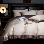 Deluxe Satin Cotton Embroidered Bedding Set 4 Piece LB7 tag1